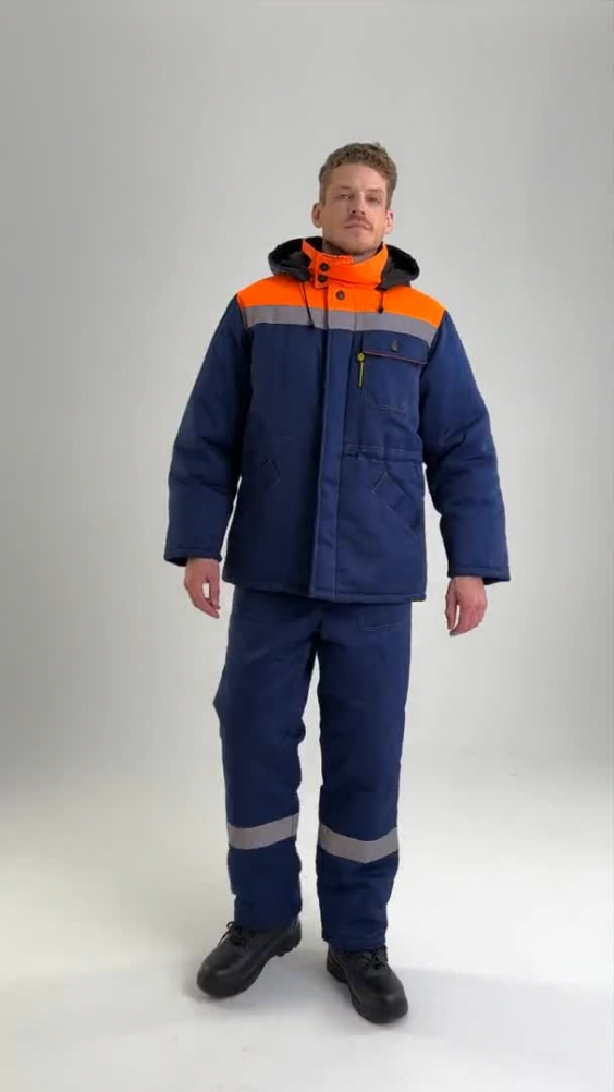 Костюм КОММУНАЛЬЩИК НЬЮ утепленный темно-синий оранжевый